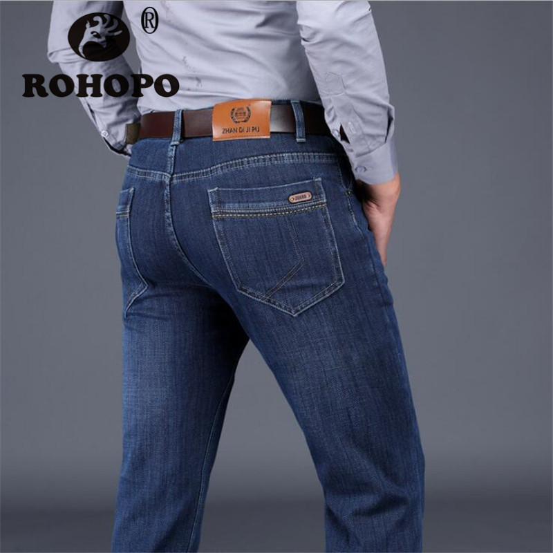 

Thick Autumn Black Jeans Men Back Big Pocket Straight Leg Plaid Cotton Fabric Casual Denim Trousers Male Cargo Jeans
