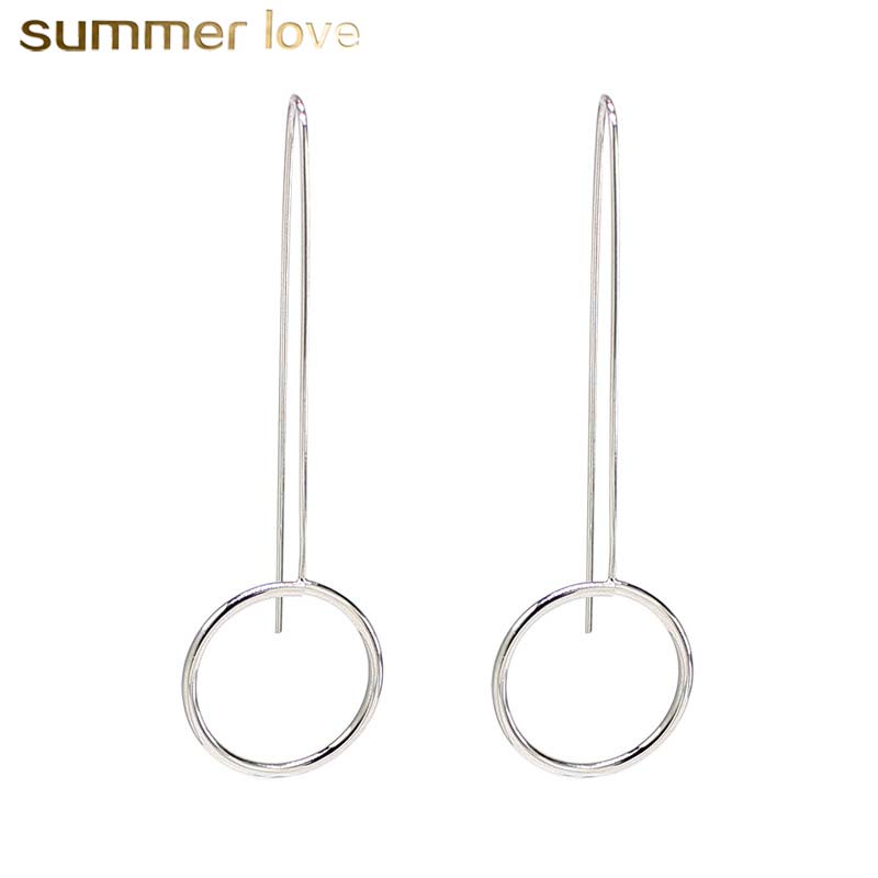 

New fashion round copper dangle earring for women silver gold plating long hook earring high quality jewelry on sale