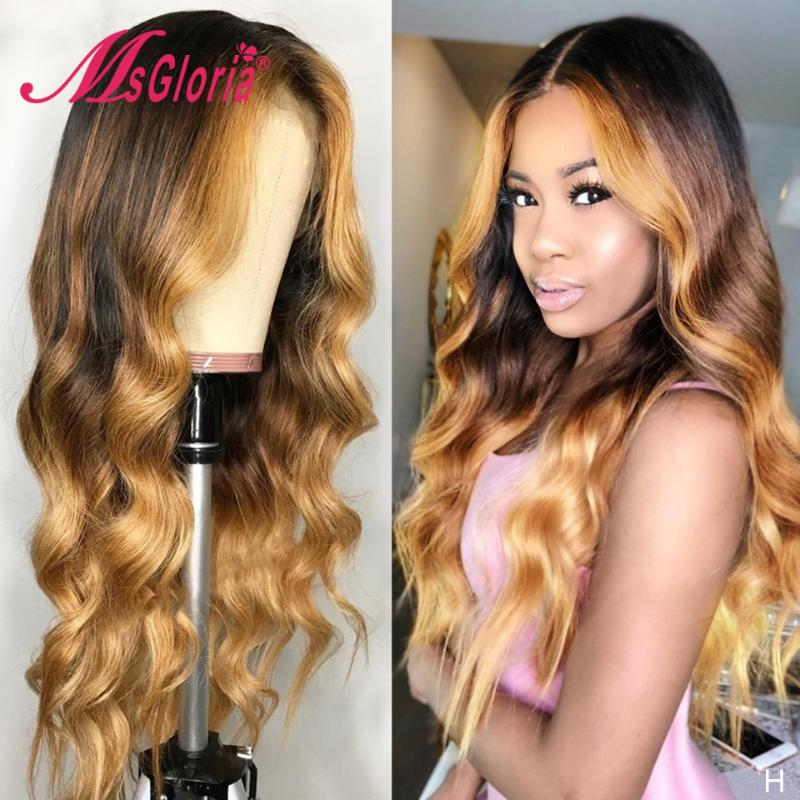 

Honey Blonde Human Hair Wig 180% Density 13X6 Lace Front Human Hair Wigs For Women Brazilian Remy Body Wave Ombre Lace Front Wig, As pic