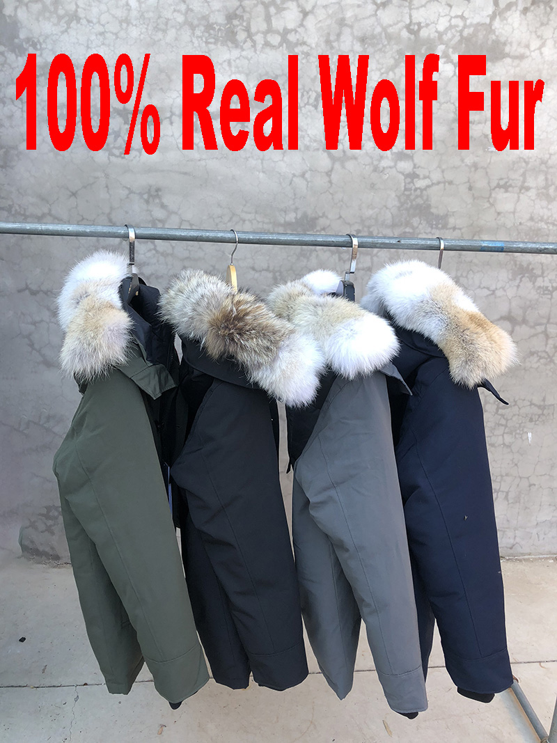 

Brand New Mens Real Wolf Coyote Fur Duck Down Thick Winter Warm Coat Canada USA style CHATEAU Parka Keep Warm -30 degree Waterproof Jacket, Black with raccoon fur