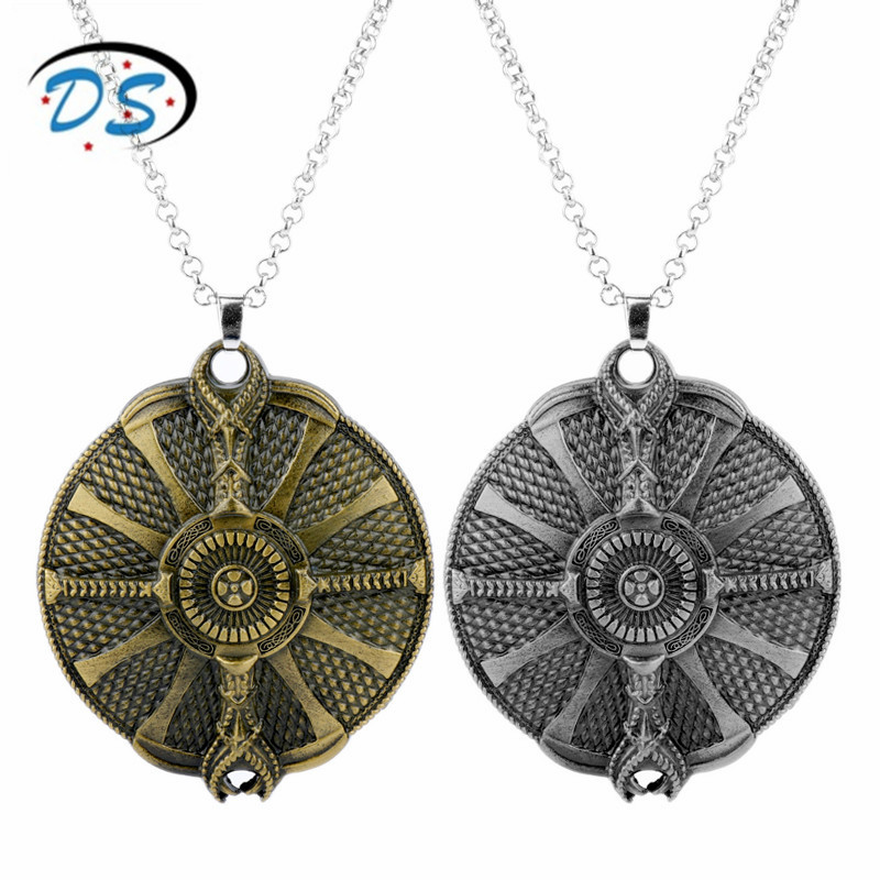 

Chains God Of War 4 Games Necklace Kratos Shield Necklaecs Pendants Vintage Metal Charm Jewellery Link Chain Collares