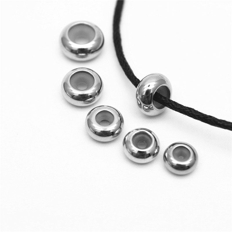 

10Pcs Stainless Steel Stopper Spacer Beads Rubber Ring Insert For Charms Bracelet 7mm 8mm 9mm 10mm