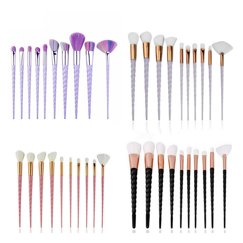 

100set DHL Free shipping Wholesales Beauty Cosmetic Brushes Set Glitter Rainbow brush 4colors 10pcs Unicorn Thread Make Up Brushes Set