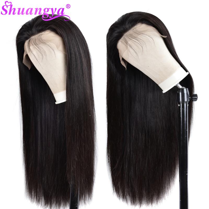 

Peruvian Straight Lace Front Human Hair Wigs 13*4 360 Pre Plucked With Baby Hair Shuangya 100% Remy Human Wigs, Medium brown lace