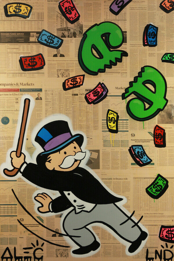 

Alec Monopoly Oil Painting On Canvas Graffiti Art Decor Eating Money Home Decor Handpainted &HD Print For Living Room 191025