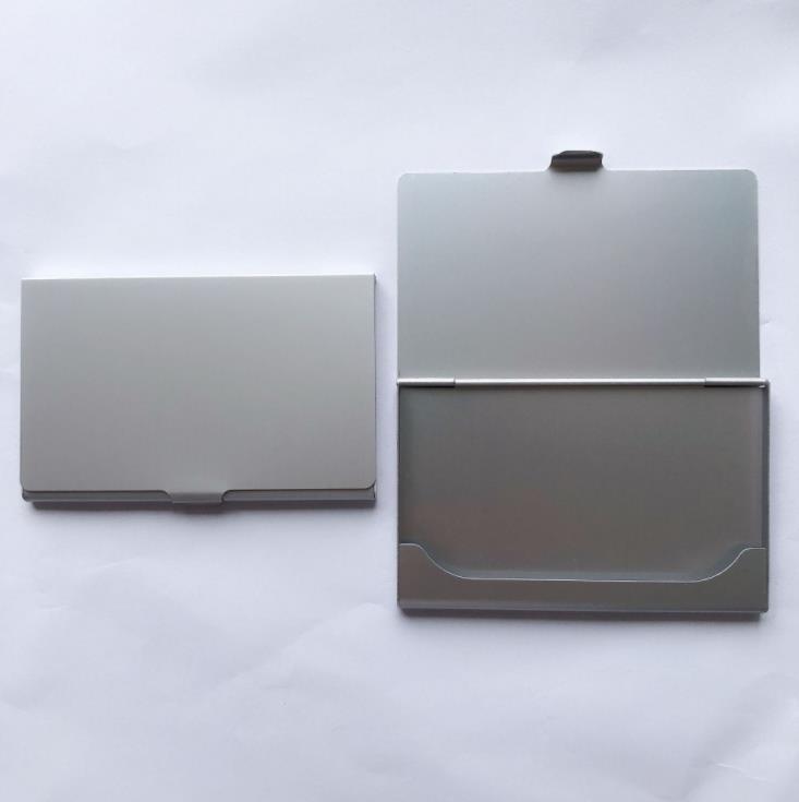 

Aluminum Alloys Pocket Business Name Card Holder Credit ID Card Case Metal Box Cover DLH117, Silver