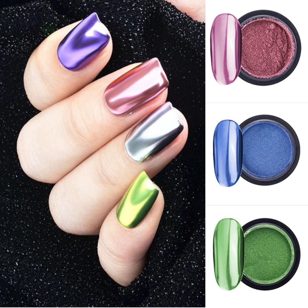 

12 Color Super Bright Nail Titanium Glitter Silver Mirror Flour Optical Metal Plating Sequins Chrome Pigment New