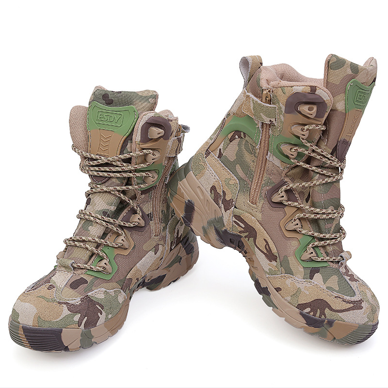 Outdoor High-Top Army Desert Boots Safety Boots Men Special-Ops Tactical Combat Camouflage Sport Lace-up Non-slip Suede Boots Hiking Shoes