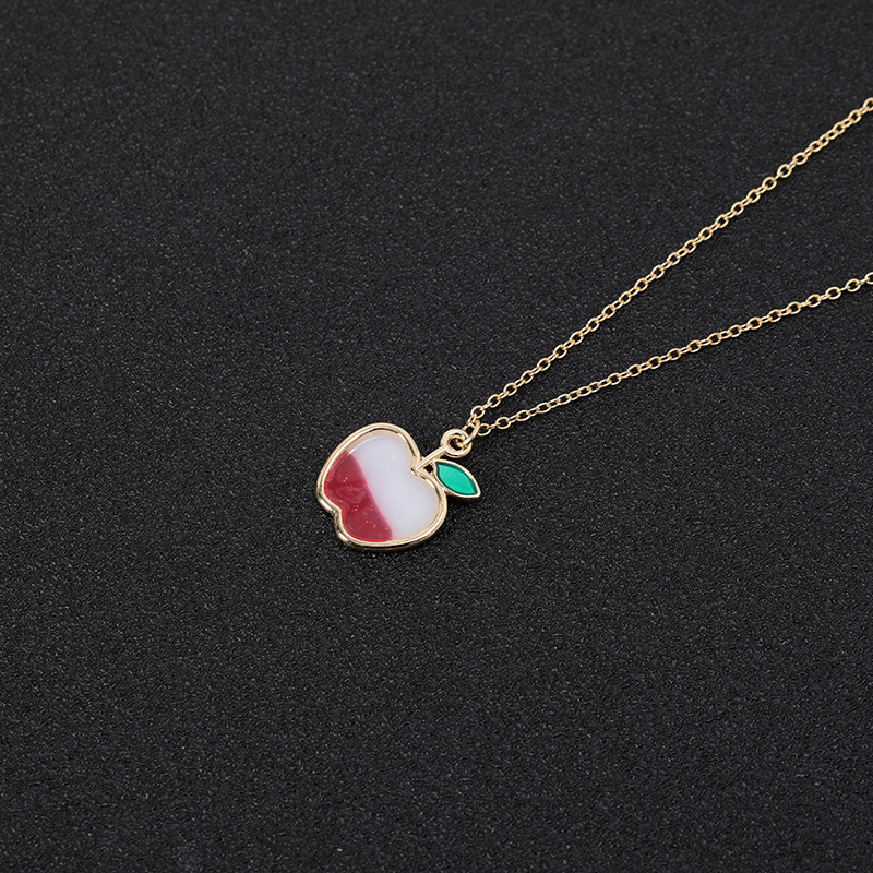 10pcs Cartoon Enamel Colorful Fruit Apple Necklace Flying Balloon with Hearts Necklace Red Color Cherry Chain Necklaces for Women-image-532603230