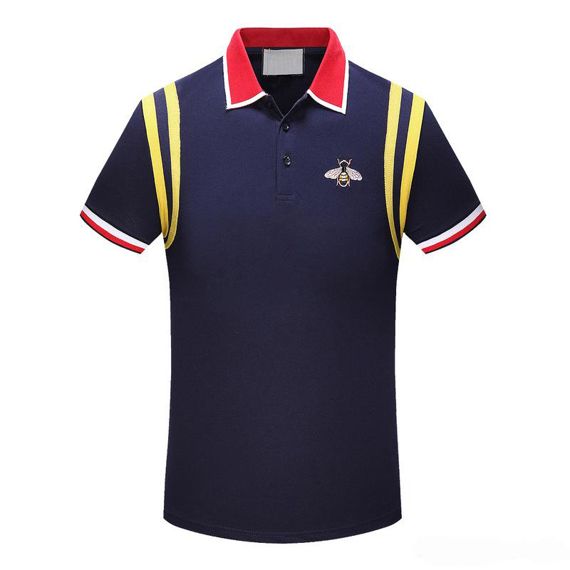 

Italian fashion classic luxury designer new men's polo shirt short-sleeved cotton bee embroidery letters men's polo shirt, White;black