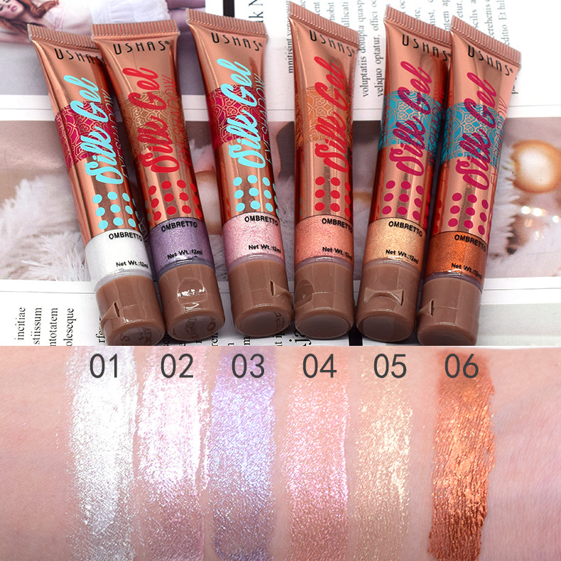 

6pcs/set Flexible Tube Highlighter Metallic Liquid Eye Shadow Bright Waterproof Glitter Eye Makeup New Arrival