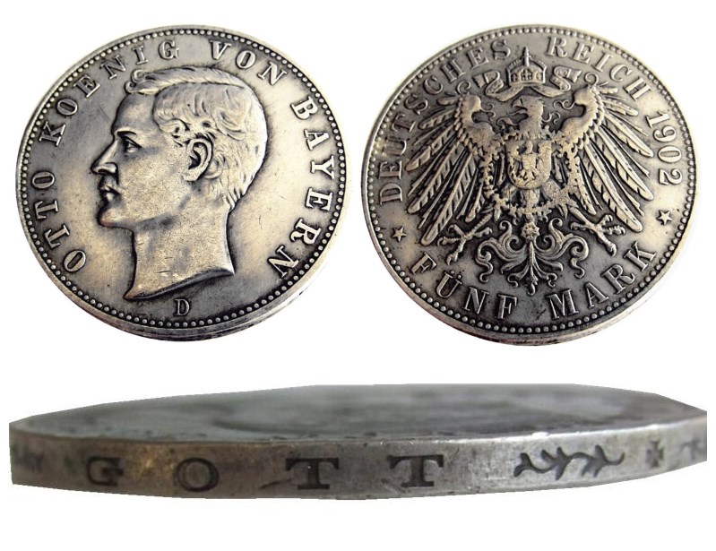 

Germany German Bavaria coin 5 mark silver 1902D Otto Copy Coins Wholesale