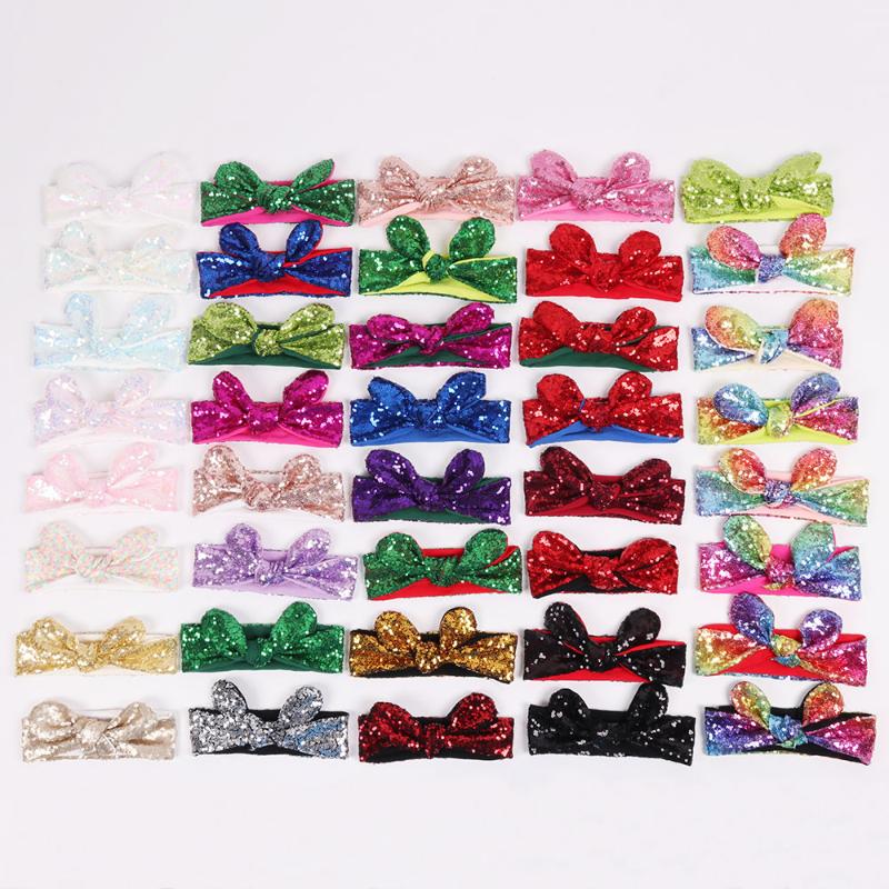 

Girls Sequin Headbands Toddler Kids Sparkle Glitter Hair Decoration Baby Birthday Party Rainbow Colored Bling Hair Bands, Pink