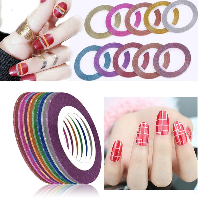 

Hot 11 Rolls Nail Art Glitter Gold Silver Red Stripping Tape Line Nail Sticker DIY Accessories Matte Stickers Nail Art Decoration, Black