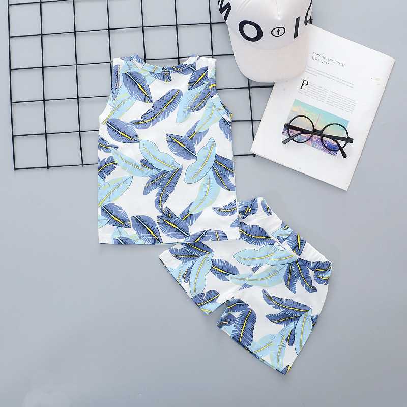 

Newest Fashion Newborn Baby Boy Clothes Cotton Print T-Shirt Tops Short Pants 2Pcs Outfits Clothes Summer, Blue