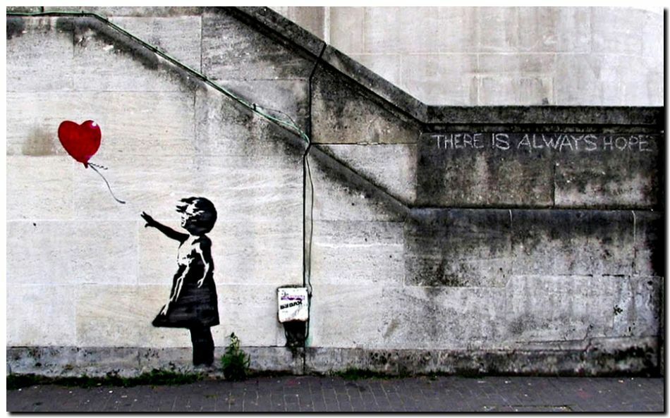 

BANKSY STREET ART There is always hope Home Decor Handpainted &HD Print Oil Painting On Canvas Wall Art Canvas Pictures 191117
