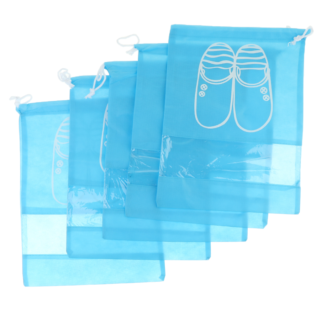 

5 pieces shoes bags dust-proof travel shoes storage drawstring bags
