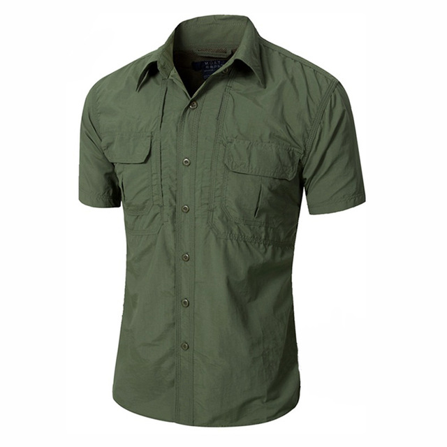 

2019 Newest Summer Men Tactical Shirt Short Sleeve Quick Drying Breathable Sports Outdoor Hunting Combat Shirt, Black