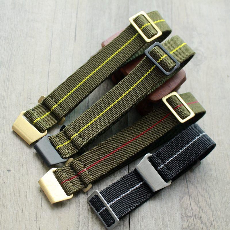 

TOTOTY high quality fine woven 60's French army parachute bag 22MM 20MN elastic quick-drying male retro nylon Nato strap