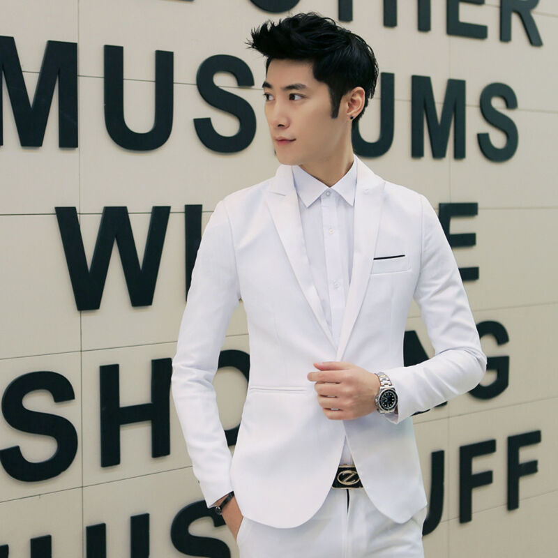 

US Fashion Men Classic Formal Business Suit Blazer Slim Fit Luxury Coat Jacket, Black