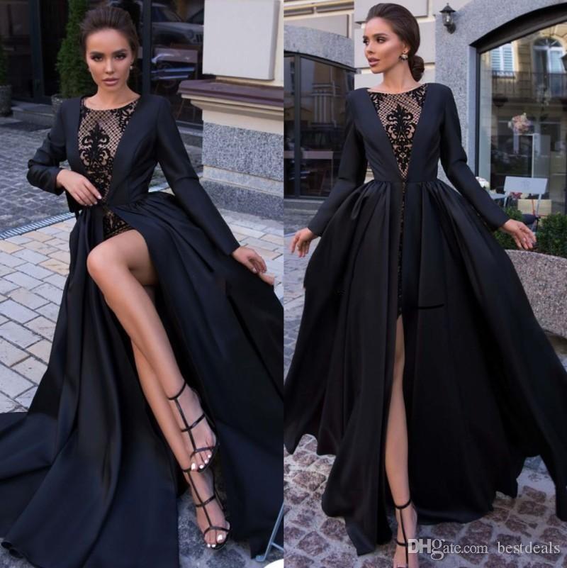 long black lace evening dress