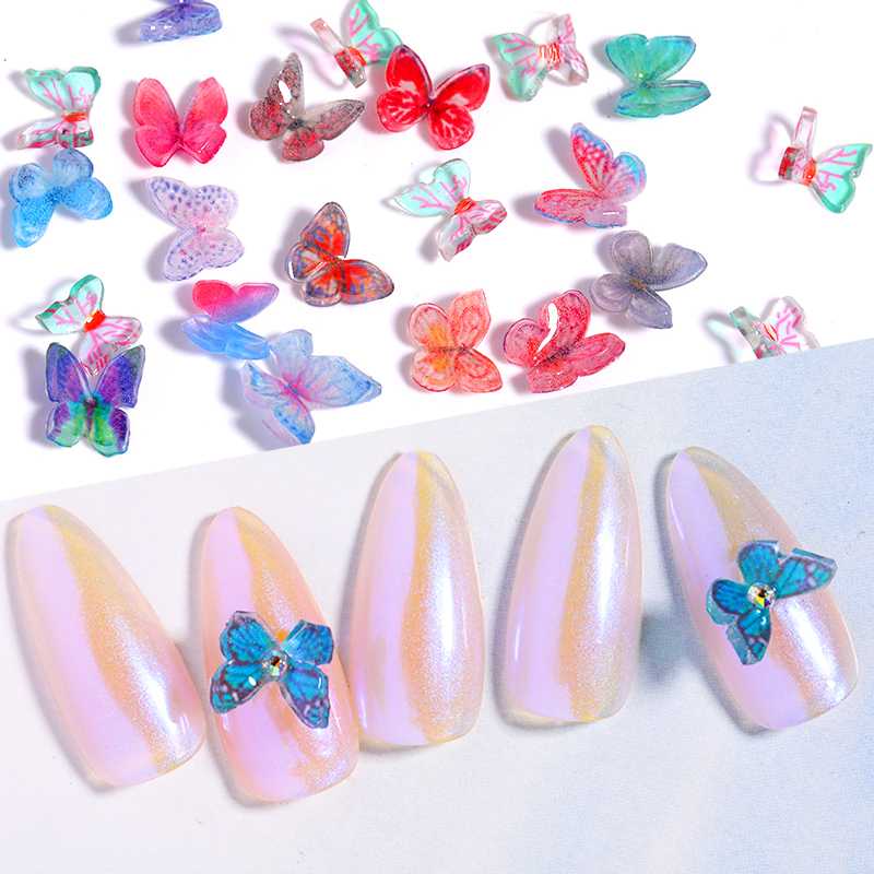 

Butterfly Heat Shrinkable Film 3D Nail Rhinestones Stones Decoration Mixed Size DIY Nail Art Random Patterns DIY Accessories
