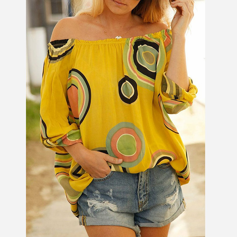

Womens Off Shoulder Blouse Sexy Women Print Long Sleeve Blouse Tops Ladies Tops And Blouses 2019 Plus Size Blusas Mujer SJ3381V, Blue