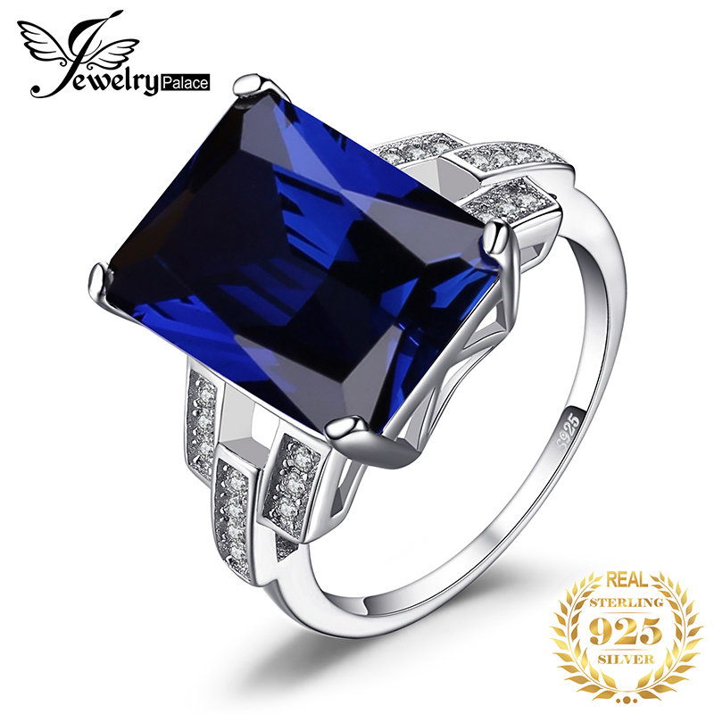 

JewelryPalace 9ct Created Blue Sapphire Ring 925 Sterling Silver Rings for Women Engagement Ring Silver 925 Gemstones Jewelry V191220