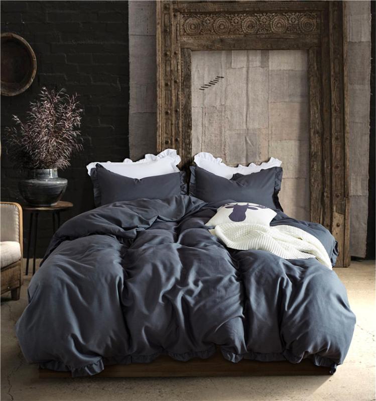 

Ruffled Pure Color Fashion Duvet Cover Set King/Queen/Twin Size 3pcs/set Simple Print Bedding Quilt Sheet 200*200, 10