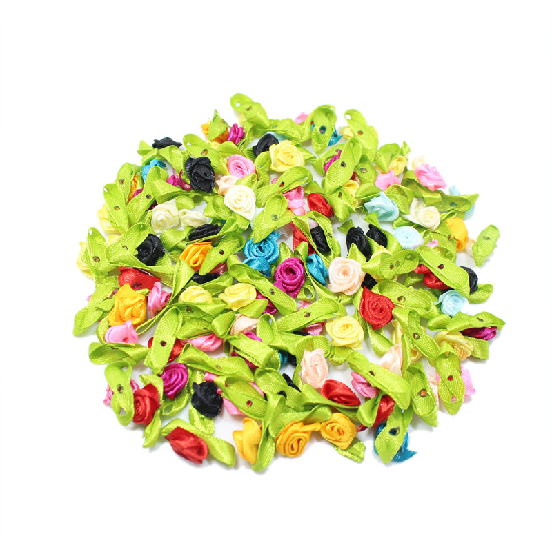 

100PC fabric with leaf rose flower fake filigree flower color DIY wedding decoration flower, Customize
