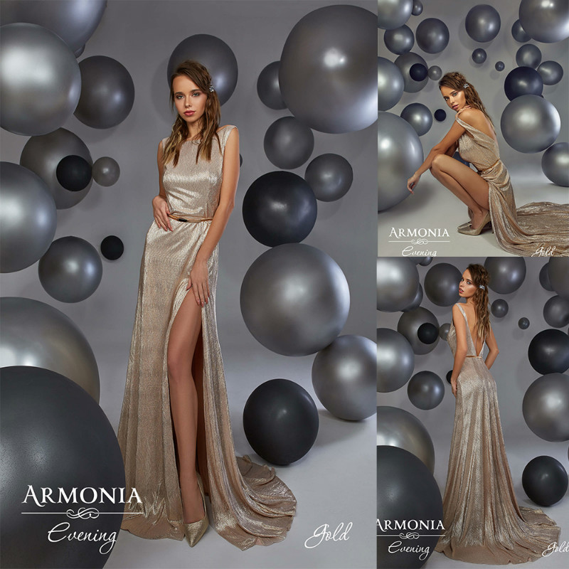 

Simple Tmarmonia Customized Mermaid Evening Dress Jewel Sleeveless Backless Side Split Formal Dress Sequins Party Bridesmaid Gown, Gold