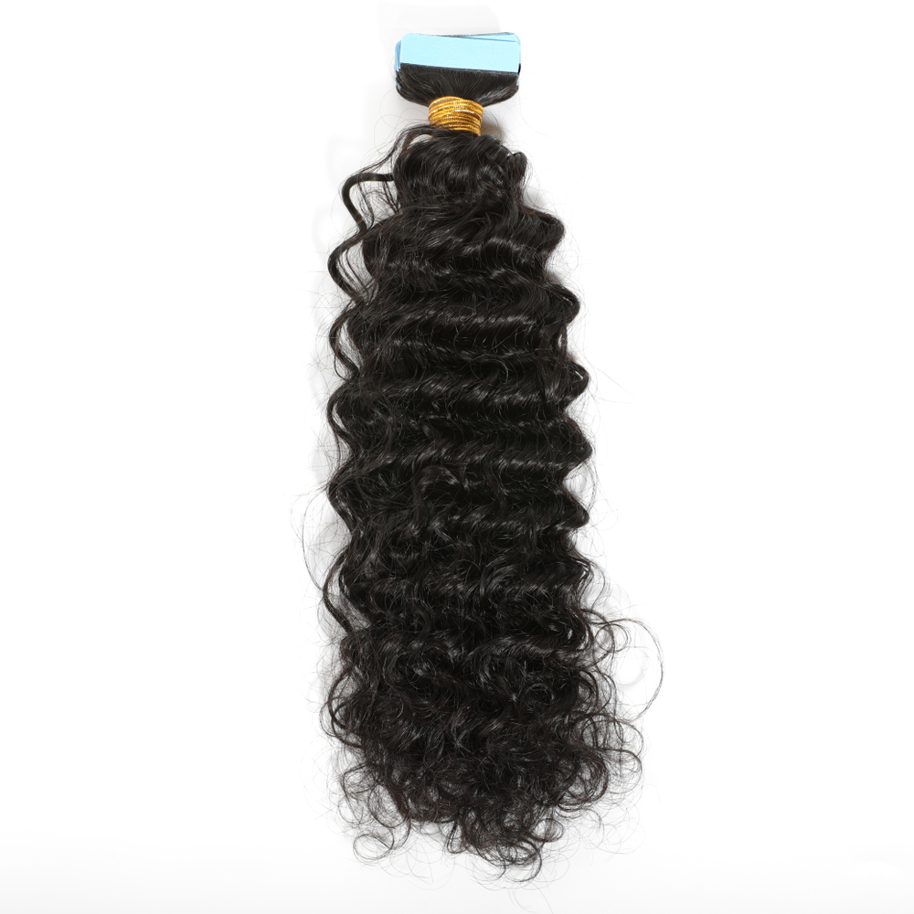 

Full Cuticle Aligned Vrigin Remy Pre bonded Natural Color 50g 3C Kinky Curly Glue Tape ins Human Hair Extensions