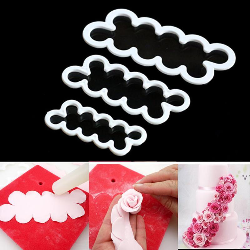 

3pcs/set Fondant Cake Cookie Decorating Tools Rose Flower Mold Biscuit Sugarcraft Cutter Rose Flower Mold Cake Tool Baking Tool