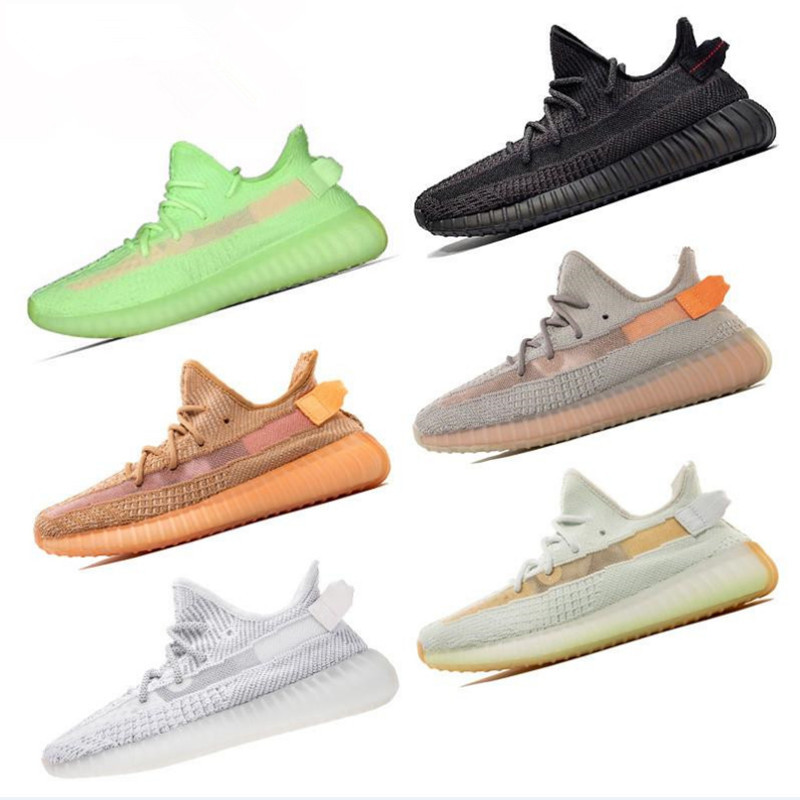 

2020 YECHEIL Yeehu Kanye West Sport Running Shoes GID Green Black Reflective Antlia Citrin Cloud White Men Women Sneakers With Box