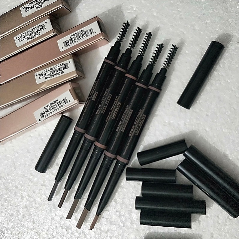 

HOT MAKEUP Double Eyebrow Pencil BROW PENCIL CRAYON EBONY SOFT BROWN DARK BROWN MEDIUM BROWN CHOCOLATE Free Shipping, Mixed color