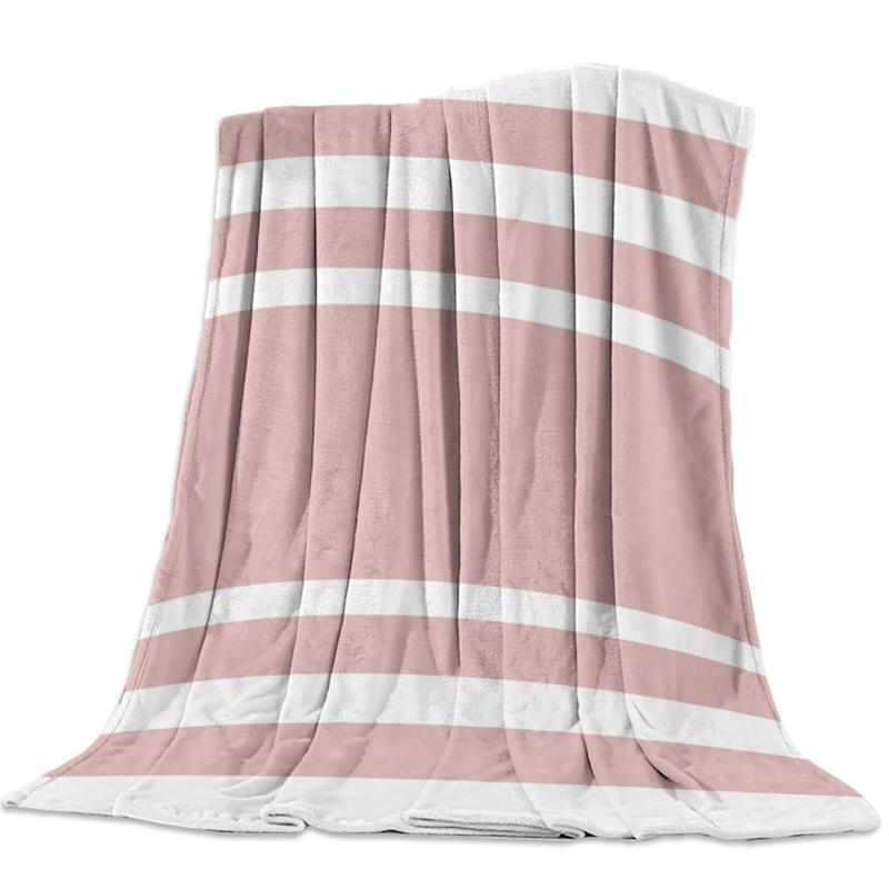 

Fleece Throw Bed Blanket Lightweight Super Soft Cozy Pink Geometric Stripe Blanket Gift for Adults Kids