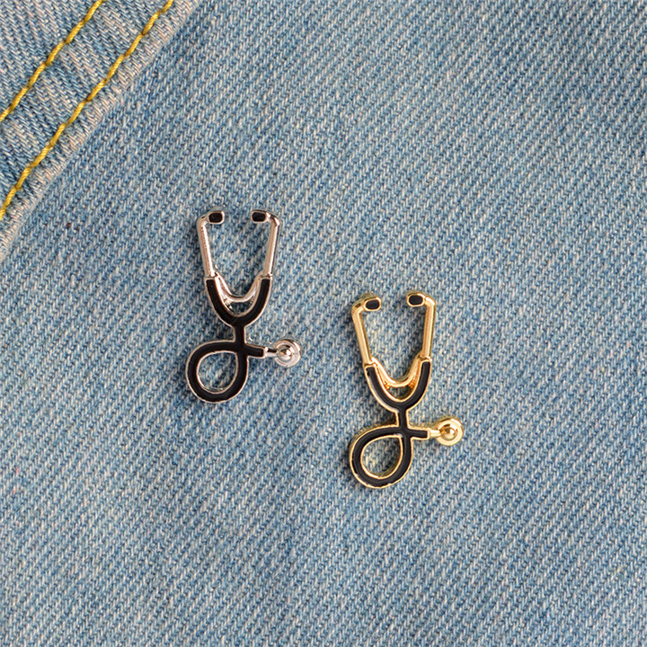 

High Quality 2 Style Brooches Doctor Nurse Stethoscope Brooch Medical Jewelry Enamel Pin Denim Jackets Collar Badge Pins Button T362