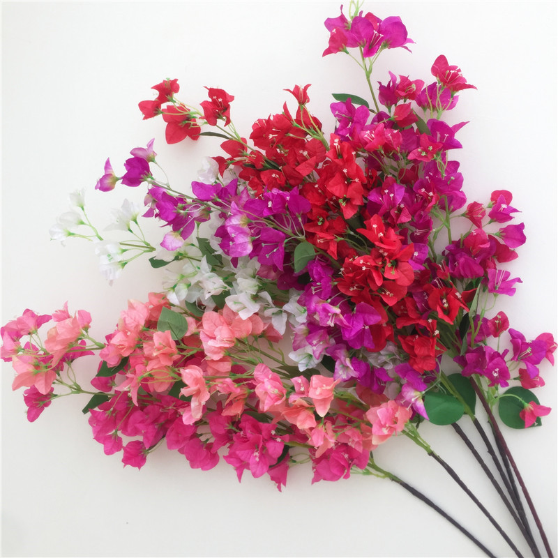 

Artificial Bougainvillea Stems Silk bougainvillea spectabilis Flower Tree Branches pink/red/white/rose red/fuchsia for Wedding Centerpieces, 120cm white