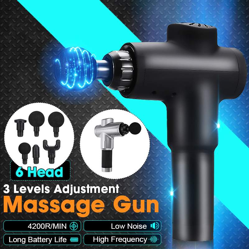 

4200r/min Massage Gun Fascia Gun Sport Therapy Muscle Massager Body Relaxation Pain Relief Slimming Shaping Massager With 6 Head