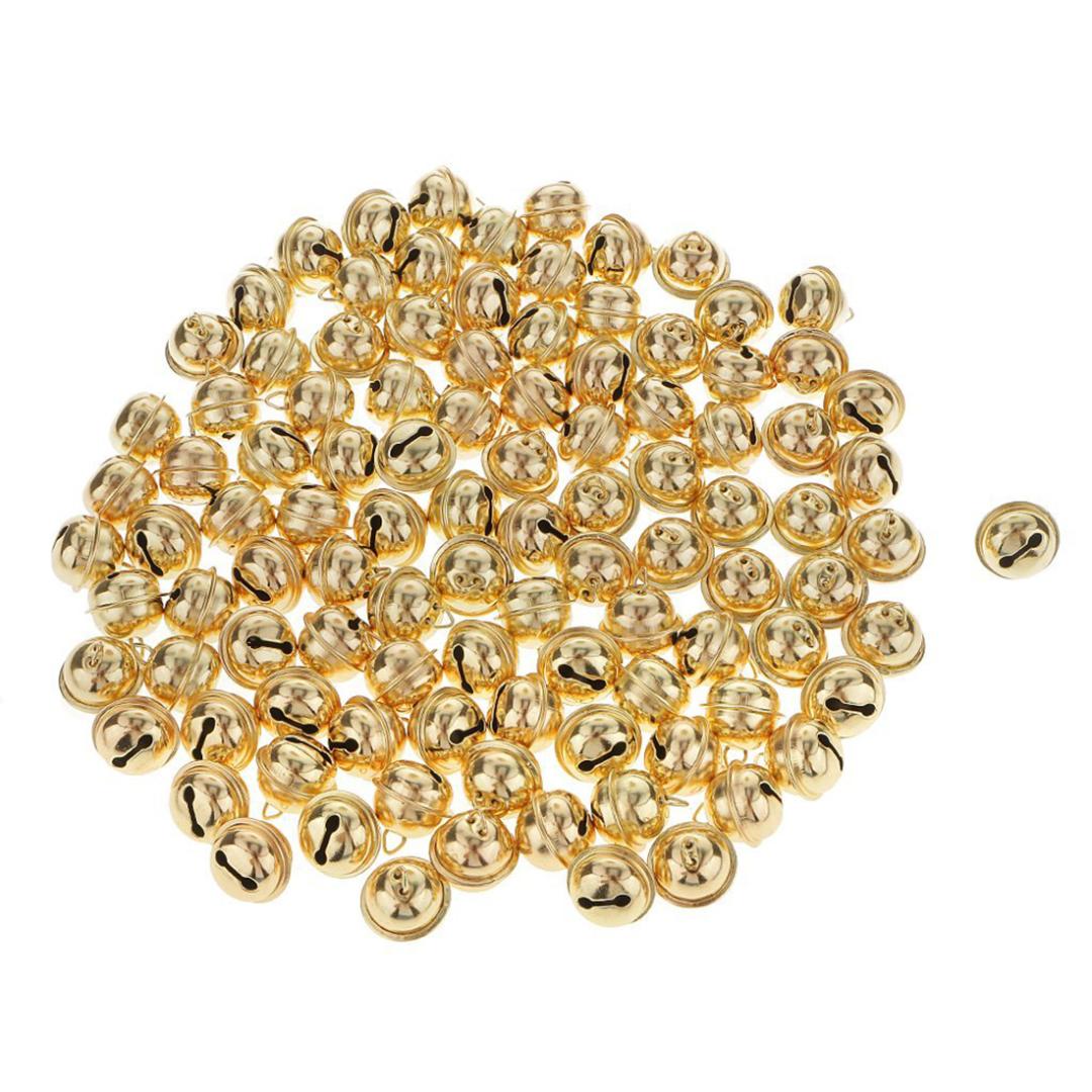 

JFBL Hot 100 Pcs iron Christmas Jingle Bells Pendant Charms DIY Crafts Round bell Gold