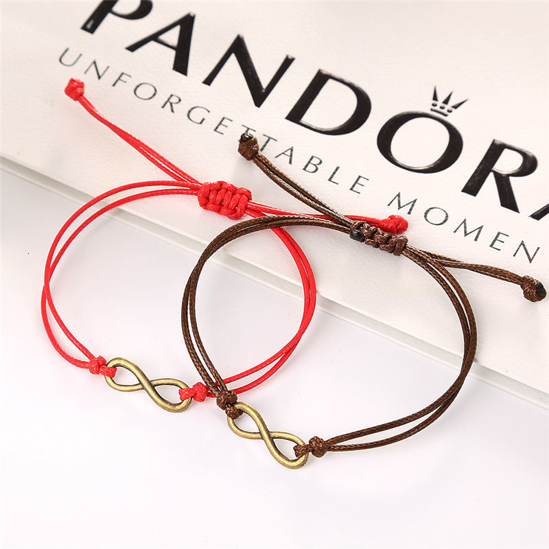 

2 Pcs/set New Fashion Couple Bracelet For Women And Men Personalized '8-shaped' Handmade Adjustable Rope Chain Bracelets Gifts