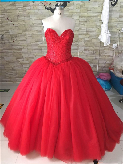 

2019 Red Sweetheart Quinceanera Dresses Ball Gown Beaded Sweet 16 Dresses Plus Size Formal Prom Party Gown Vestidos De 15 Anos QC1326, Black