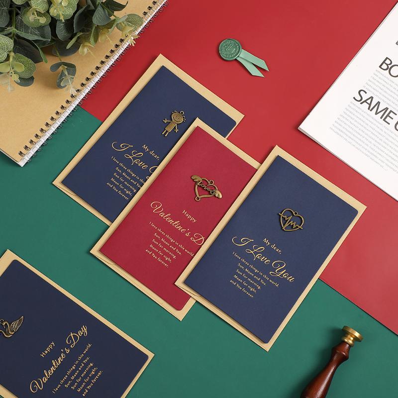 

JIANWU 1pc Black High-grade Stereoscopic card envelope bronzing greeting card invitation holding thanks you cards kawaii