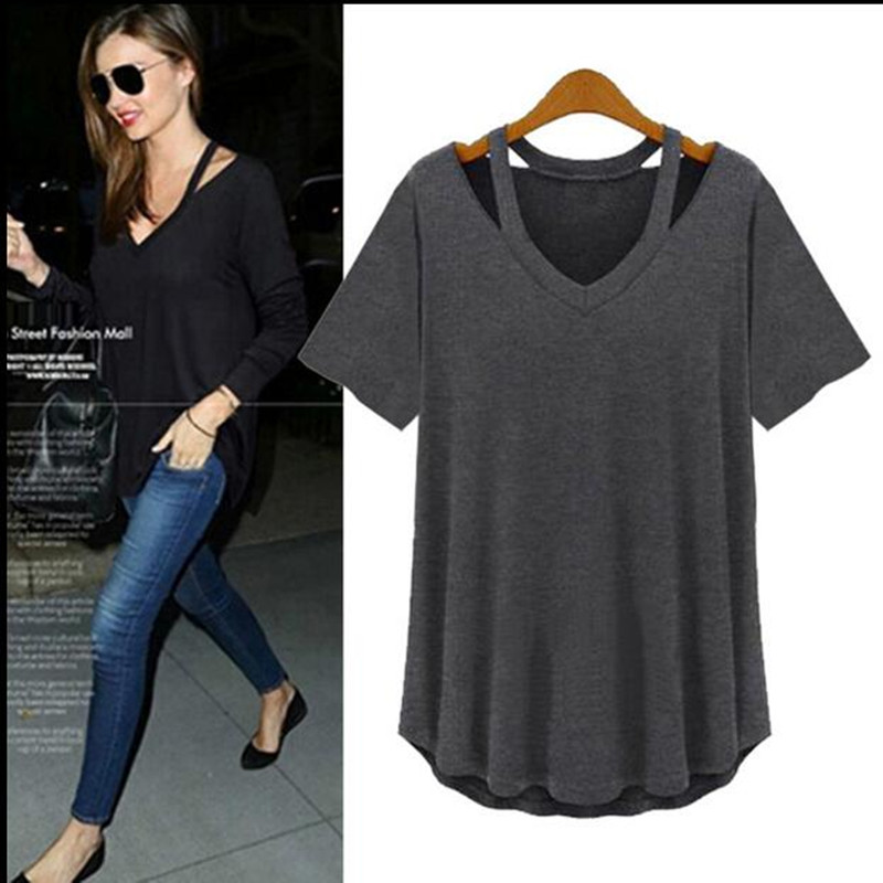 

2018 Fashion Shirt Women Tops plus size Womens Clothing,knitted hollow out modal shirts,sexy V neck cotton shirts S-5XL 6XL, Black