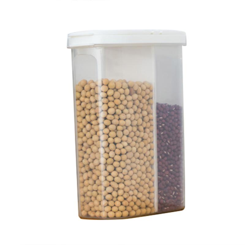 

2.6L Storage Box 2Grids Plastic Cereal Grains Container Non-toxic Storage Containers