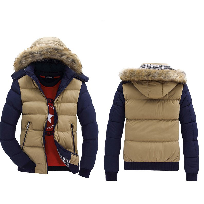 

Men Winter Designer Down Coats 2020 Fashion New Arrival Contrast Color Jackets Men Luxury Silm Hooded Coats Parkas, Khaki