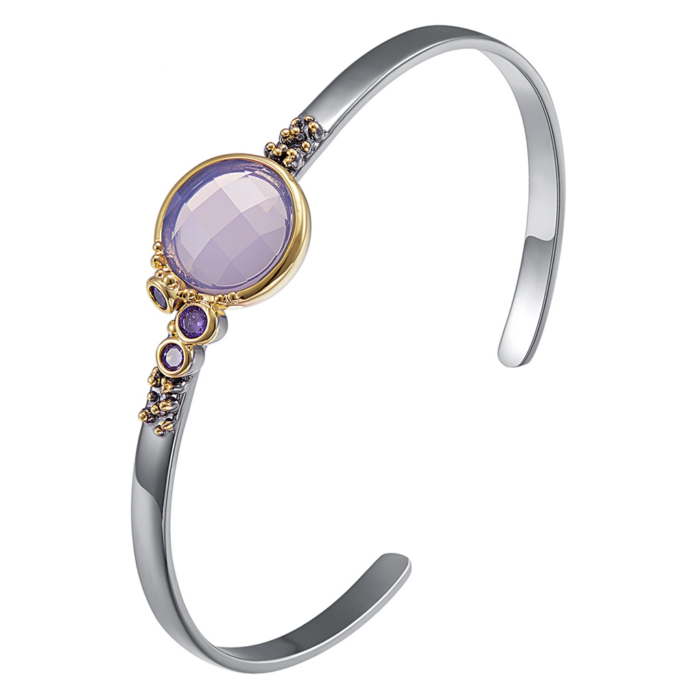 

Open size Bracelet Round Purple stone Jewelry Jewellery Crystal Vintage Thinner band bangles for women
