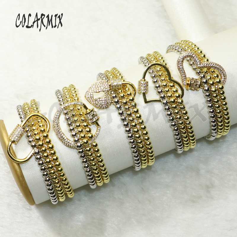 

Link, Chain 5pcs 3 Strands Beaded Bracelets Multi Lock Bracelet Bolt Crystal Fashion Jewelry Accessories Gift For Women 50660