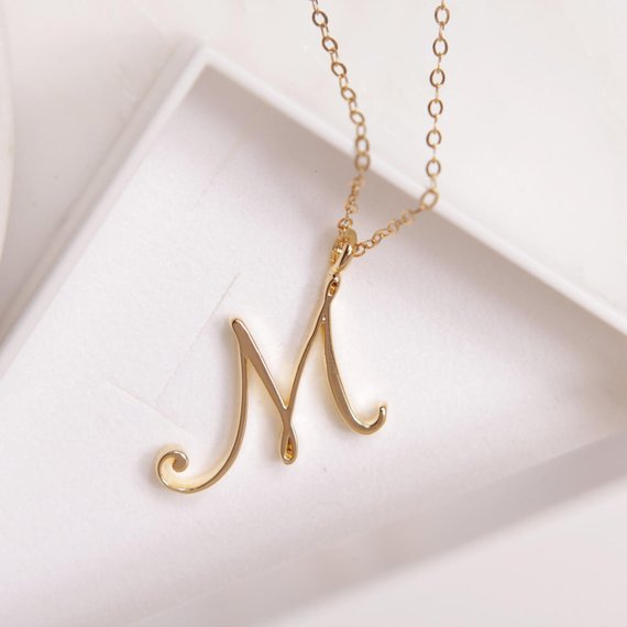 26pcs/lot Gold Silver Swirl Initial Alphabet Letter Necklace All 26 English A-Z Cursive Luxury Monogram Name Letters Word Chain Necklaces-image-492388930