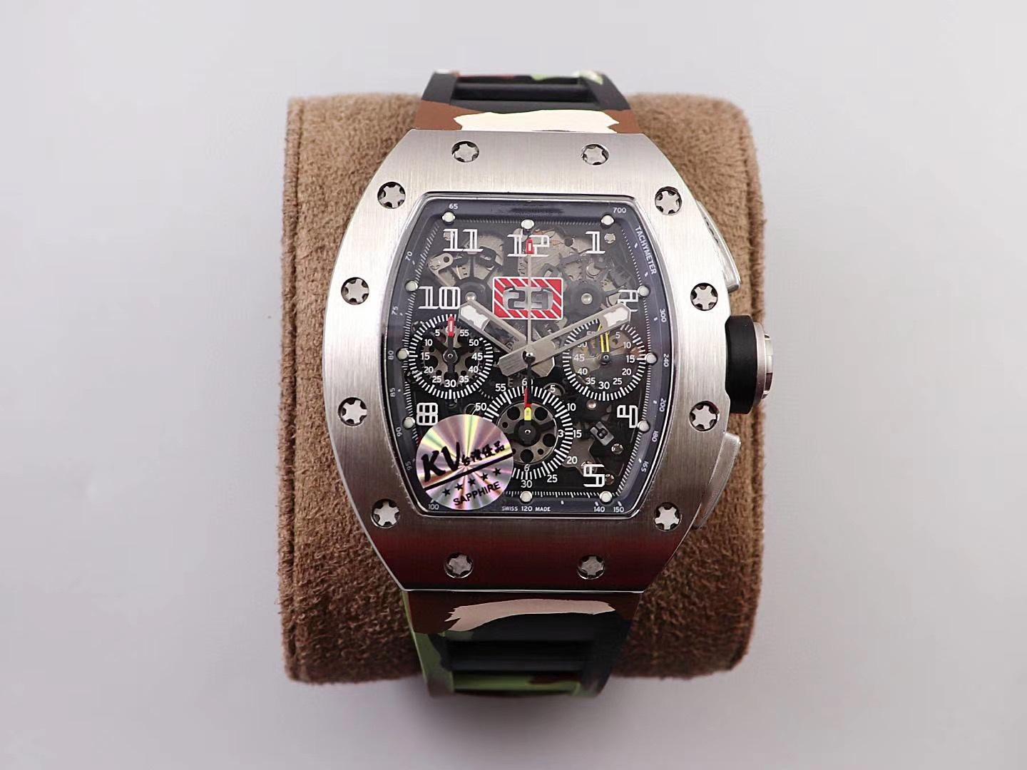 

KV2020 RM 011 FELIPE MASSA series Black Kite, Black Kite is a matte Black DLC titanium FELIPE MASSA "soccer superstar named Timing watch, Dhl